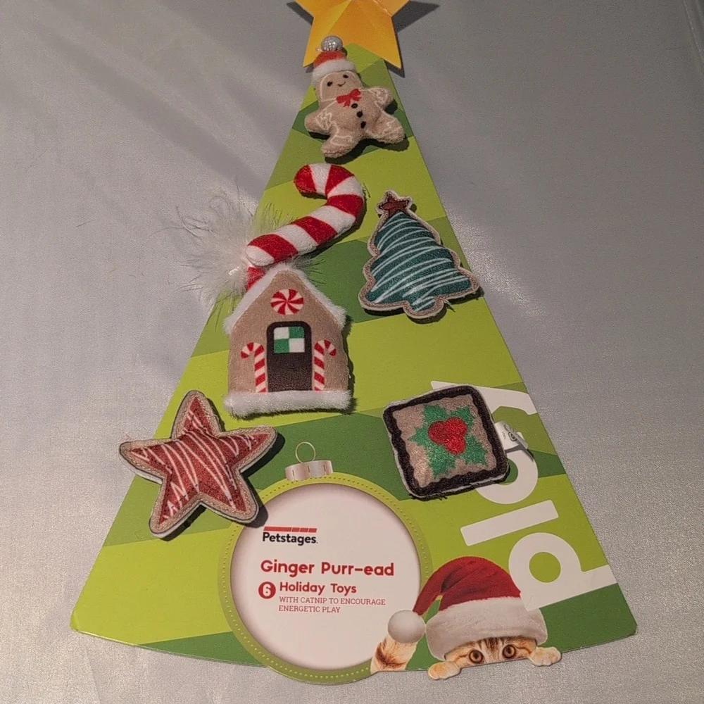 Petstages Christmas Cat Toys Teaser Wand & Catnip Felt Toys
